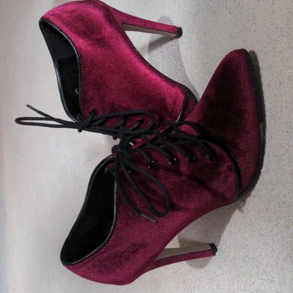 Beau + Ashe Red Velvet Heels
